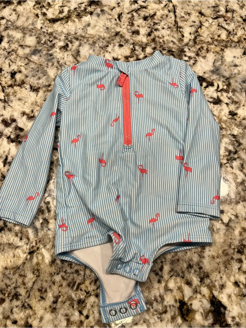 Carter's Blue and Pink Long-Sleeve One-Piece Swimsuit